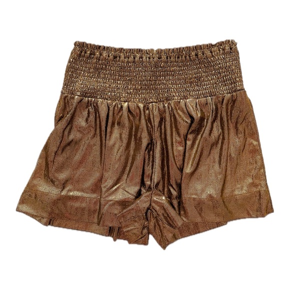 TCEC Smocked Metallic Swing Shorts - Gold - Size Small - Picture 2 of 4